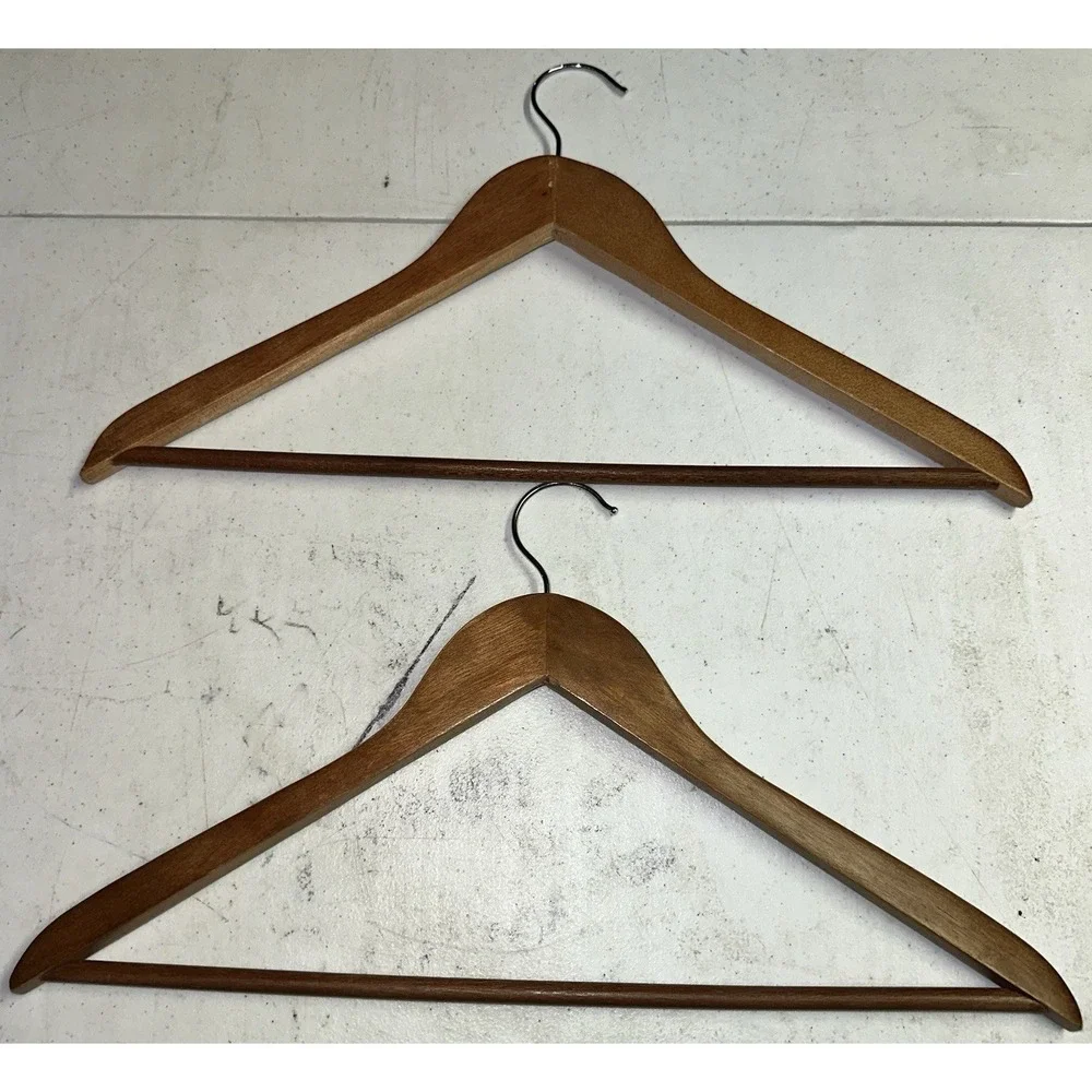 Vintage Set Of 2 Wooden Hangers Clothing‎ Suit Dress Clothes